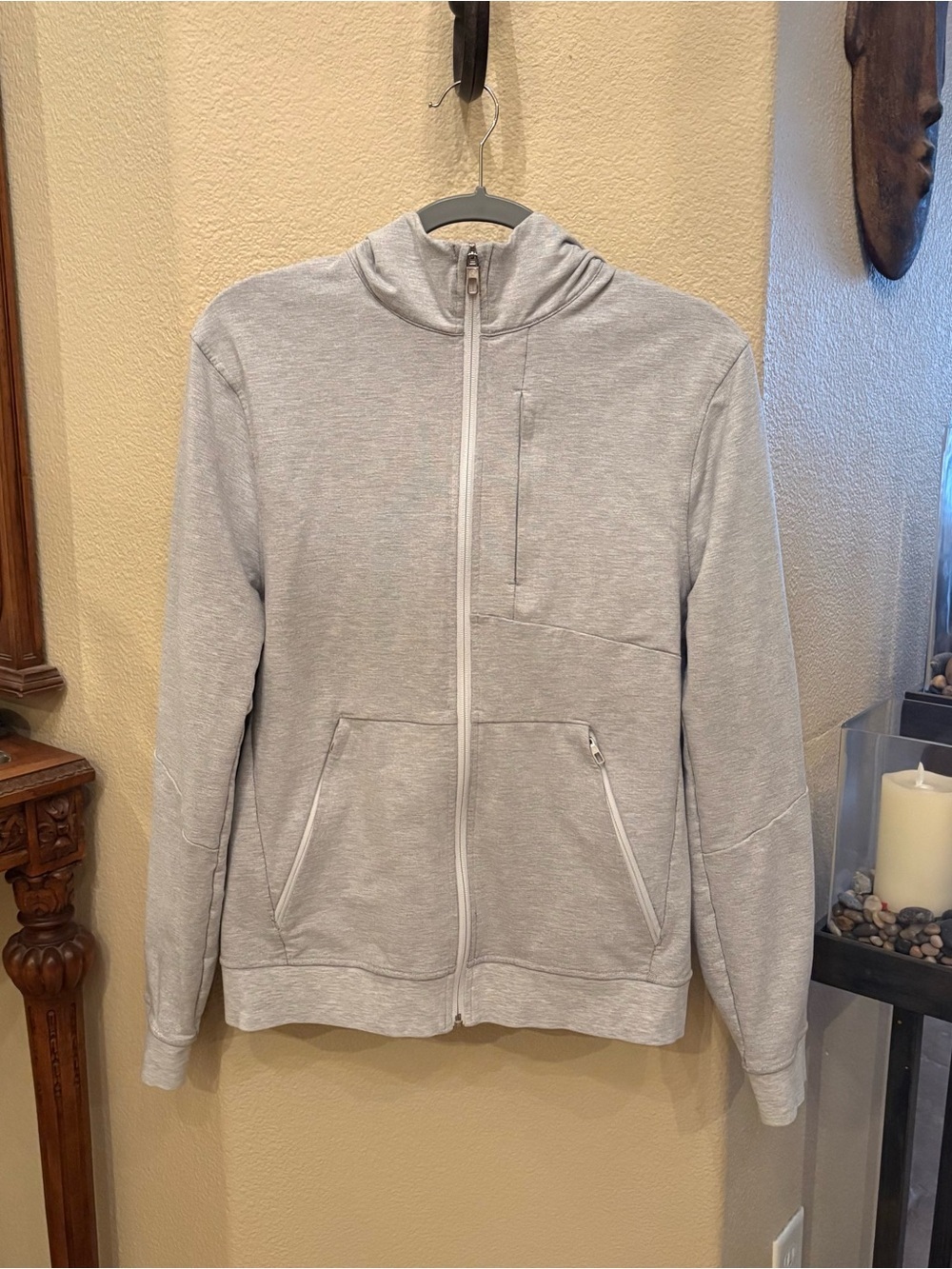 LULULEMON Men Light Gray City Sweat Full Zip Hoodie Jacket Size Medium
